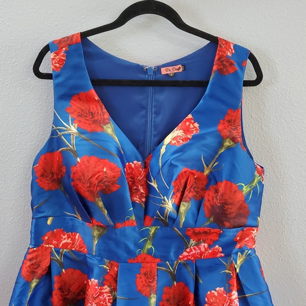 Chi Chi London Blue and Pink Carnation Modcloth Retro Dress - Picture 2 of 9